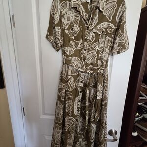 White Stuff Linen Blend Floral Button-Up Dress SZ 6 NWT